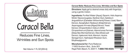 Caracol Bella Ingredients Label