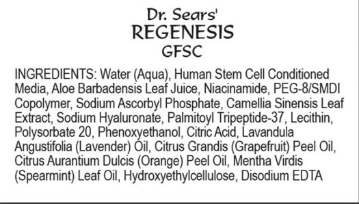 Regenesis Ingredients Label