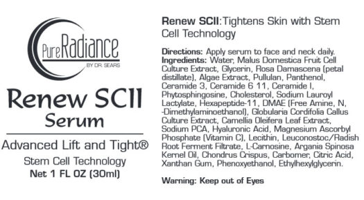 Renew Scii Serum Ingredients Label